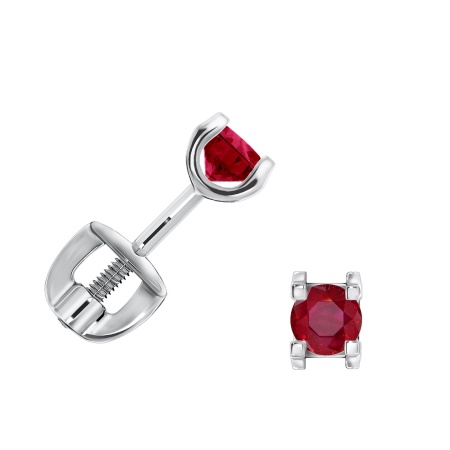 Купить оптом пусеты из серебра с натуральными корундами П340162130-37 от Krasnoe