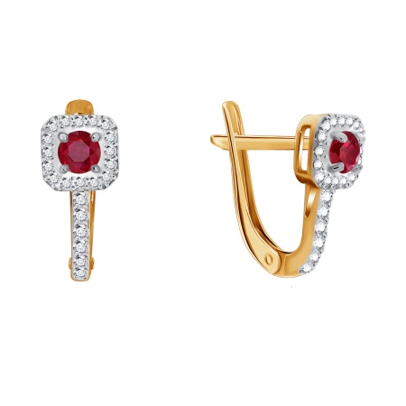 Купить оптом серьги из серебра с натуральными корундами и фианитами 2329160213-37 от Krasnoe