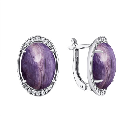 Купить оптом серьги из серебра с чароитами и фианитами 2340461968л от Krasnoe