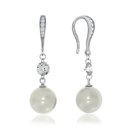 Купить оптом серьги из серебра с жемчугами и фианитами 2340240620 от Krasnoe