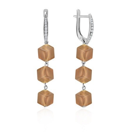 Купить оптом серьги из серебра с агатами и фианитами 2340390323 от Krasnoe