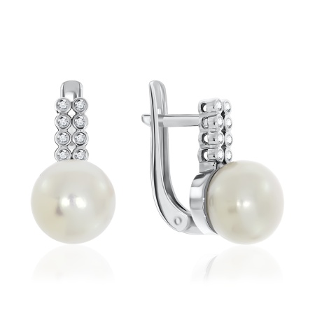 Купить оптом серьги из серебра с жемчугами и фианитами 2340050805л-3 от Krasnoe