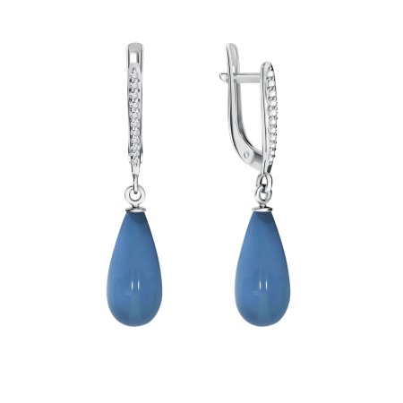 Купить оптом серьги из серебра с бирюзой и фианитами 3317014289 от Krasnoe