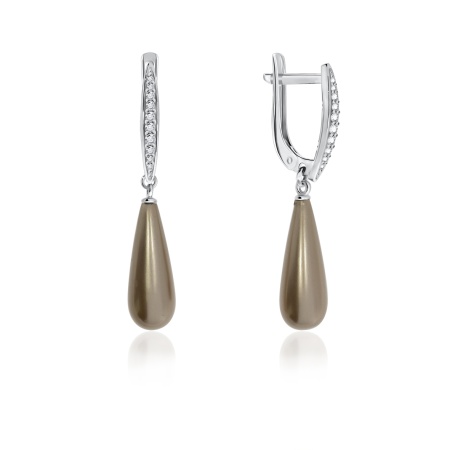 Купить оптом серьги из серебра с жемчугами и фианитами 2340240336л-43 от Krasnoe