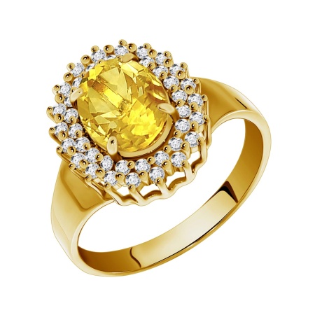 Купить оптом кольцо из серебра с цитрином и фианитами 1318850145л от Krasnoe