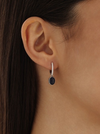 Купить оптом серьги из серебра с синтетическими авантюринами и фианитами 2340360375л-80 от Krasnoe