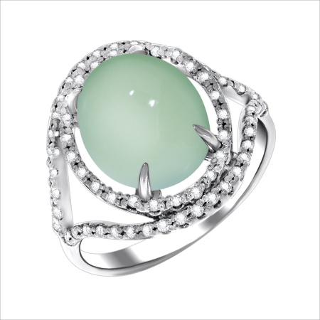 Купить оптом кольцо из серебра с халцедоном и фианитами 1340600194-69 от Krasnoe