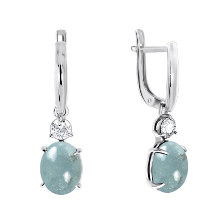 Купить оптом серьги из серебра с фианитами и аквамаринами 2340090367-1 от Krasnoe