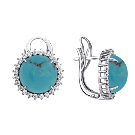 Купить оптом серьги из серебра с бирюзой и фианитами 2340311977 от Krasnoe