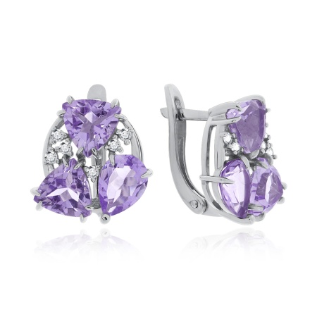 Купить оптом серьги из серебра с аметистами и фианитами 2340791803л от Krasnoe