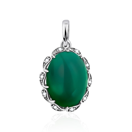 Купить оптом подвеска из серебра с агатом и фианитами 3340395114л-60 от Krasnoe