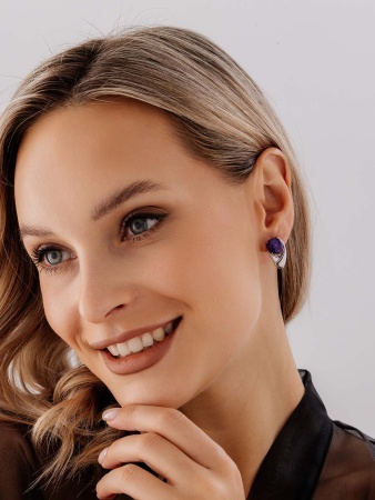 Купить оптом серьги из серебра с чароитами 2340462360 от Krasnoe