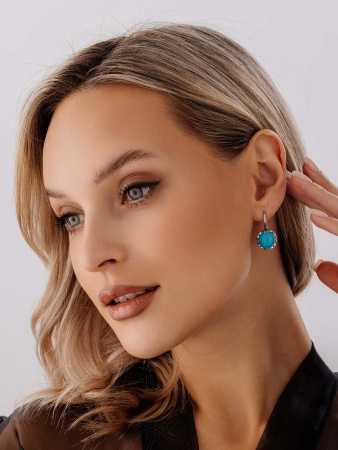 Купить оптом серьги из серебра с бирюзой 2340311930 от Krasnoe