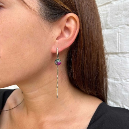 Купить оптом серьги из серебра с рубин-цоизитами 2340590725 от Krasnoe