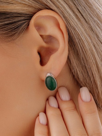 Купить оптом серьги из серебра с авантюринами 2340361826-1-60 от Krasnoe