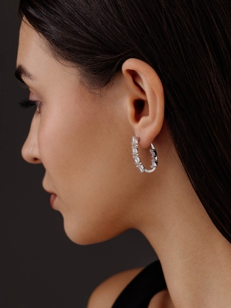 Купить оптом серьги из серебра с фианитами 2340201182 от Krasnoe