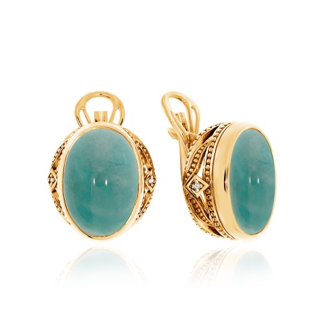 Купить оптом серьги из серебра с амазонитами и фианитами 2320370967 от Krasnoe