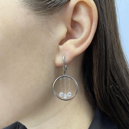 Купить оптом серьги из серебра с фианитами 2340201916 от Krasnoe