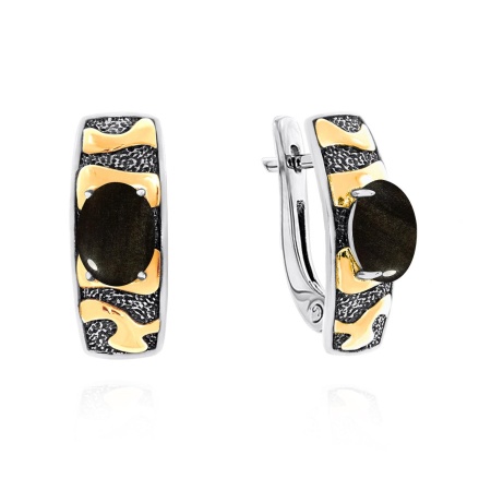 Купить оптом серьги из серебра с обсидианами 2317321758-20 от Krasnoe
