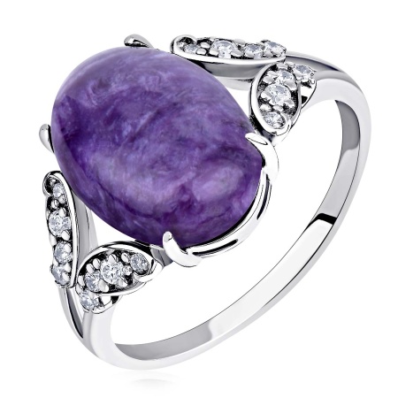 Купить оптом кольцо из серебра с чароитом и фианитами 1340465099л от Krasnoe