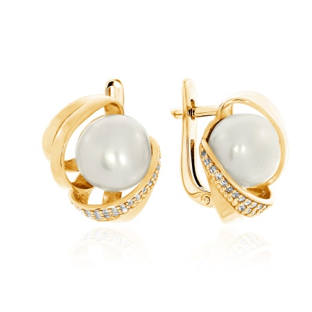 Купить оптом серьги из серебра с жемчугами и фианитами 2320050861 от Krasnoe