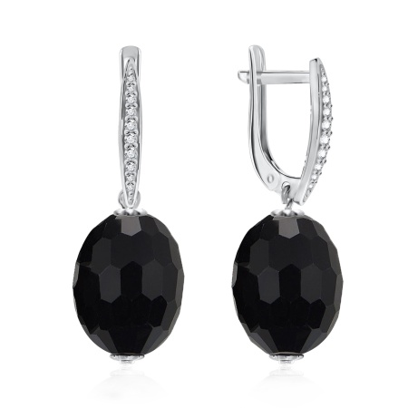 Купить оптом серьги из серебра с ониксами и фианитами 2340430327л от Krasnoe