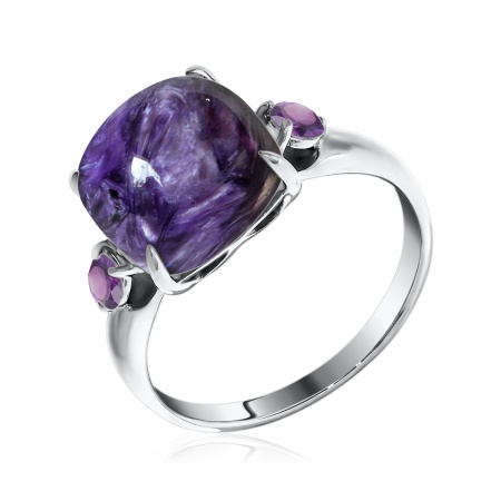 Купить оптом кольцо из серебра с чароитом и фианитами 1340460380-93 от Krasnoe