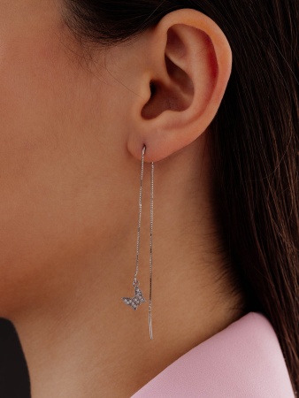 Купить оптом серьги из серебра с фианитами 2340201628л-8-2 от Krasnoe