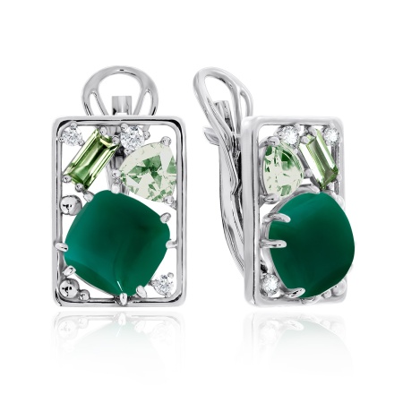 Купить оптом серьги из серебра с агатами и фианитами 2340391177-60 от Krasnoe