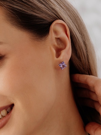 Купить оптом пусеты из серебра с аметистами 2340061912 от Krasnoe