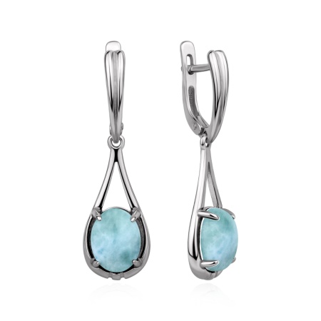 Купить оптом серьги из серебра с ларимарами 2340Л16586 от Krasnoe