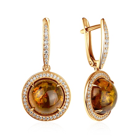 Купить оптом серьги из серебра с янтарём и фианитами 2320486386л от Krasnoe