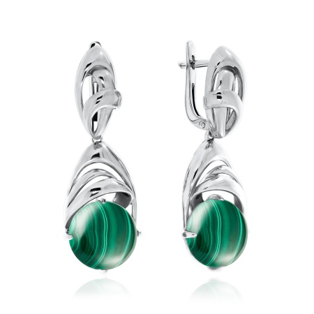 Купить оптом серьги из серебра с малахитами 2340380953 от Krasnoe