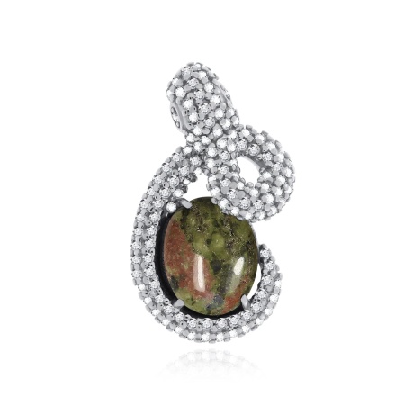 Купить оптом подвеска из серебра с яшмой, ситаллами и фианитами 3340301793л от Krasnoe