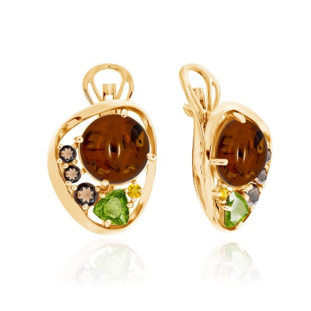 Купить оптом серьги из серебра с ситаллами, янтарём и фианитами 2320861170-43 от Krasnoe