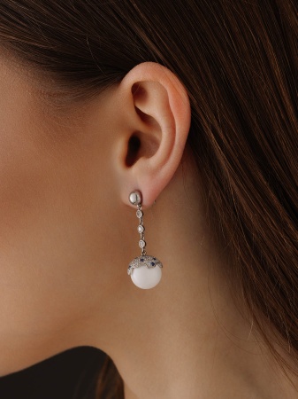 Купить оптом пусеты из серебра с агатами, ситаллами и фианитами 2340390850л-10 от Krasnoe