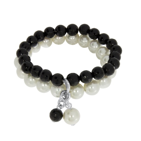 Купить оптом браслет из серебра с жемчугами и агатами 4340876265-18-20 от Krasnoe