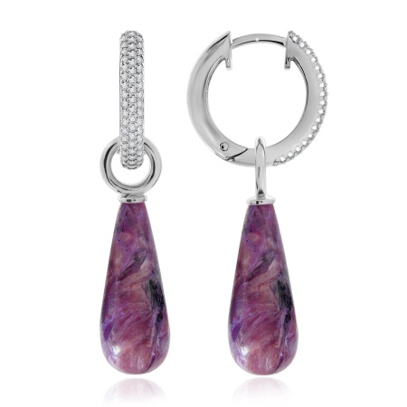 Купить оптом серьги из серебра с чароитами и фианитами 2340461347л от Krasnoe