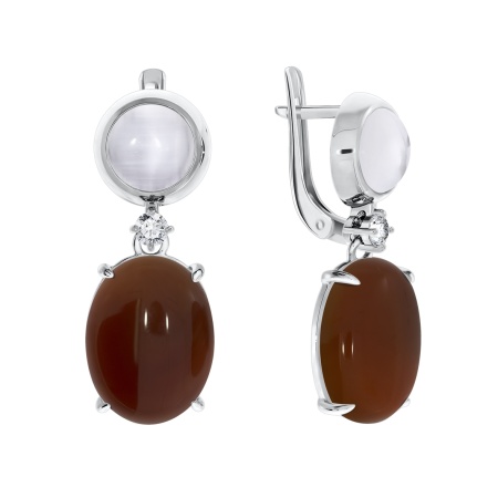 Купить оптом серьги из серебра с агатами, кошачий глазами и фианитами 2340870511-5 от Krasnoe