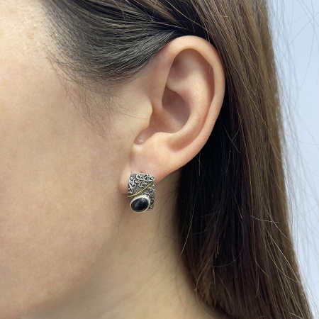 Купить оптом серьги из серебра с обсидианами 2317321367-20 от Krasnoe