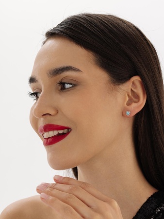 Купить оптом пусеты из серебра с фианитами 2340200121-70 от Krasnoe