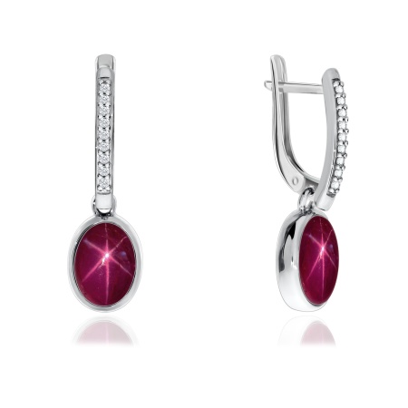 Купить оптом серьги из серебра с рубинами звездчатыми и фианитами 2340940375л-3 от Krasnoe