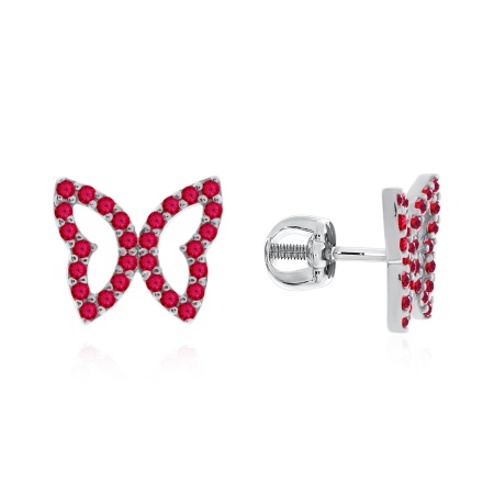 Купить оптом пусеты из серебра с натуральными корундами 2340224820л-37 от Krasnoe