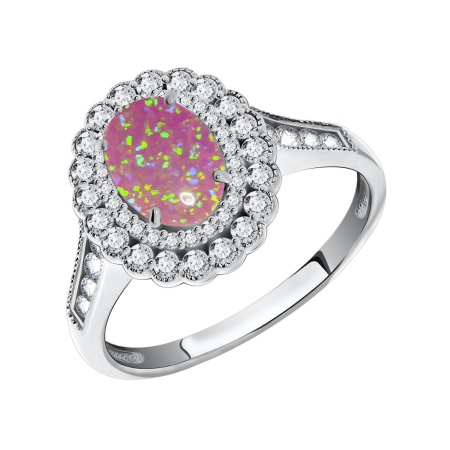 Купить оптом кольцо из серебра с опалом и фианитами 1340250184л-30 от Krasnoe