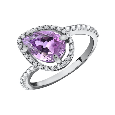 Купить оптом кольцо из серебра с аметистом и фианитами 1340790120 от Krasnoe
