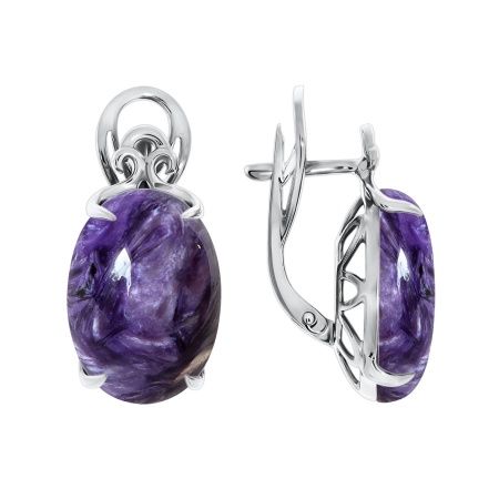 Купить оптом серьги из серебра с чароитами 2340460112 от Krasnoe