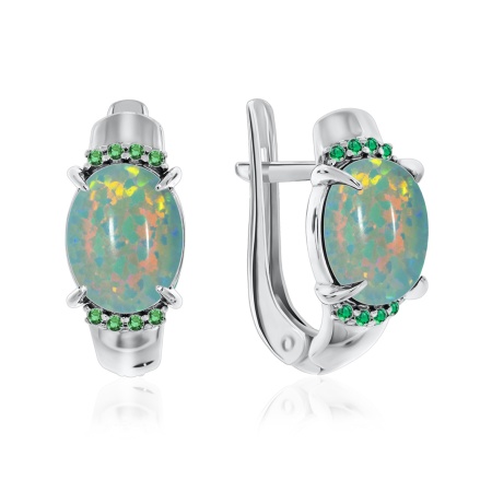 Купить оптом серьги из серебра с опалами и ситаллами 2340250371л-61 от Krasnoe