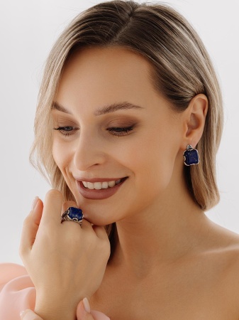 Купить оптом серьги из серебра с лазуритами 2310470976 от Krasnoe