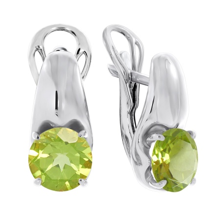 Купить оптом серьги из серебра с хризолитами 2340131115 от Krasnoe