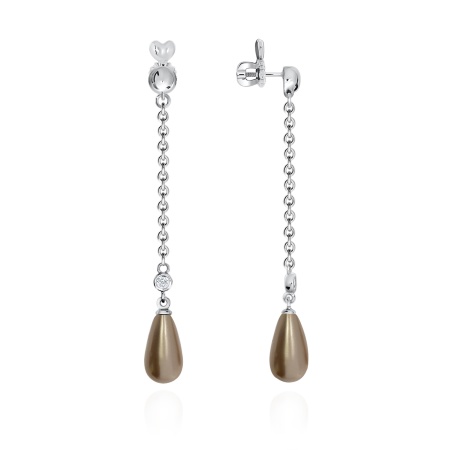 Купить оптом пусеты из серебра с жемчугами и фианитами 2340240578л-43 от Krasnoe